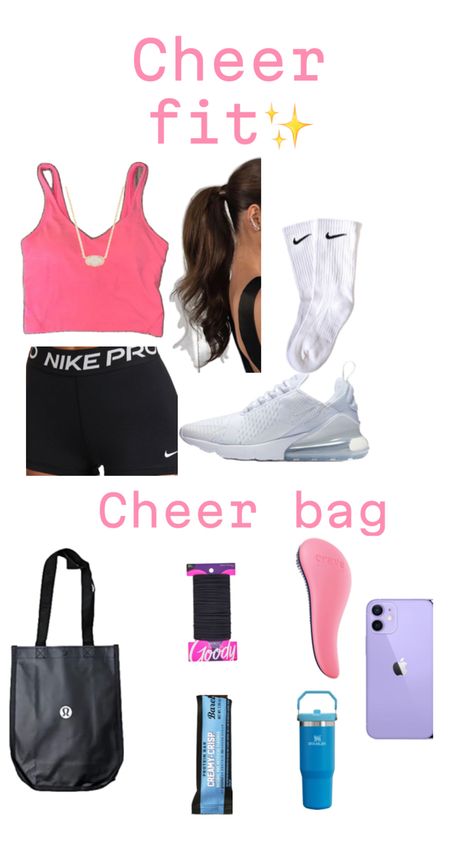 #cheer#preppy#cheerfit#cute Cheer Outfits For Practice, Cheer Preppy, Cheer Fits, Cheer Practice Outfits, Cheer Costumes, Cheer Bag, Cheer Workouts, Cheer Camp, Cheer Practice