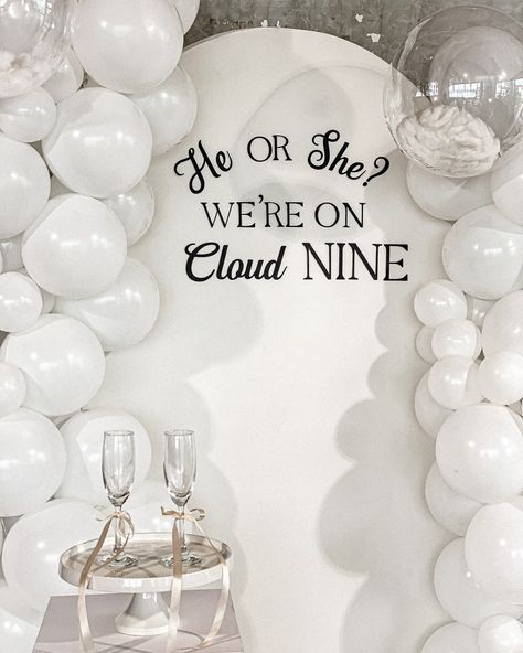 He or She? We're on cloud NINE ☁️ #eventdecor #babyshower #cloudnine #weareoncloud9 #genderreveal #cuddlesandcandles_ On Cloud 9 Gender Reveal, Cloud Gender Reveal, Cloud Gender, Gender Reveal Baby Shower Themes, Gender Reveal Themes, Sand Candles, On Cloud Nine, Shower Themes, Cars 2