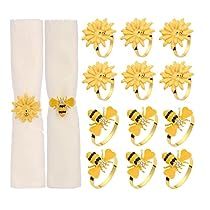 Davifina Napkin Rings Set of 12,Sunflower Napkin Rings Gold Bee Napkin Holders Metal Flower Napkin Rings Fall Bee Napkin Buckles Holder for Wedding Parties Thanksgiving Christmas Holidays Decor Bee Napkins, Buckle Holder, Beaded Napkin Rings, Metal Napkin Rings, Fall Rings, Bee On Flower, Gold Bee, Thanksgiving Christmas, Square Bead