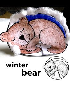 krokotak | PRINT winter Animals Paper Craft, Hibernating Bear Craft, Hibernation Preschool Activities, Hibernation Crafts, Hibernating Animals, Hibernation Activities, Polar Bear Craft, Storytime Crafts, Winter Art Lesson