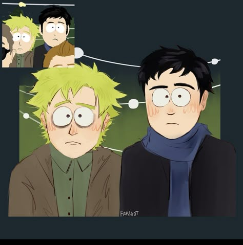 Butters Fan Art South Park, South Park Grown Up, Tweek South Park Fanart, South Park Pfps, South Park Random, Butters South Park Fanart, Creek Ship, South Park Ships, South Park Tweek