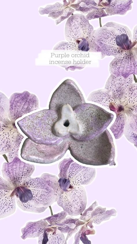 "Elegant handmade purple orchid incense holder, perfect for adding a calming touch to any space. Beautifully crafted ceramic design for incense lovers and flower enthusiasts. #HandmadeHomeDecor #CeramicArt #OrchidLovers #IncenseHolder #BohoDecor #MindfulLiving" Ceramic Orchid, Purple Orchids, Ceramic Design, Mindful Living, Incense Holder, Handmade Home Decor, Ceramic Art, Boho Decor, Incense