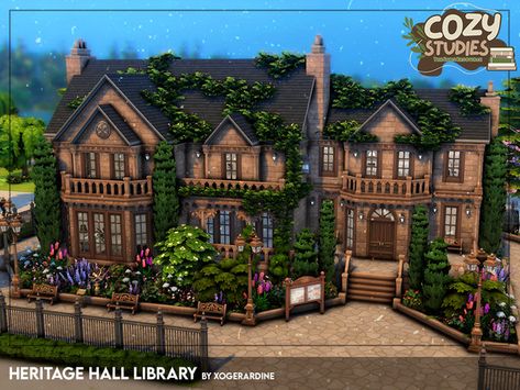 Sims 4 Library Build, Sims 4 Library, Sims Architecture, Sims Layout, Hall Library, Old Library, Animal Skin, Maxis Match, The Sims Resource