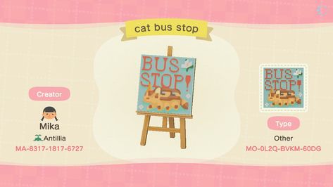 Bus Stop Acnh Design, Acnh Bus Stop Code, Acnh Bus Stop Sign, Acnh Bus Stop, Museum Sign Animal Crossing, Totoro Bus Stop, Animal Crossing Crop Signs, Bus Stop Sign, Stop Sign