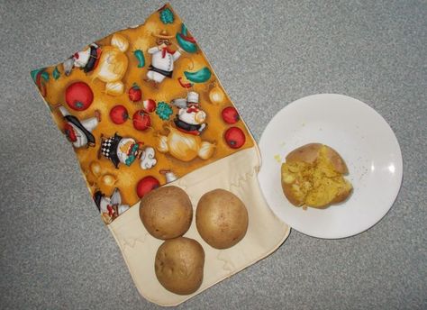 Microwave Potato Bag, Baked Potato Microwave, Microwave Dishes, Microwave Baking, Potatoes In Microwave, Potato Bag, Microwave Bowls, Kitchen Crafts, Easy Sewing Patterns