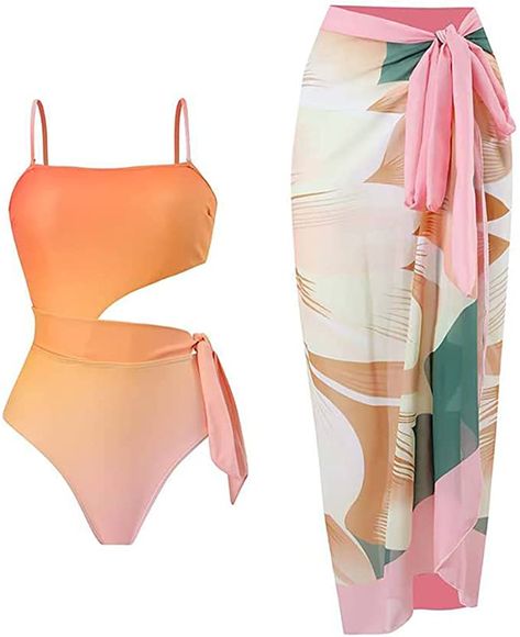 Women two piece bathing suit push up swimwear cover ups is bringing a sparkle, colorful, trendy word to life. The flattering high cut swimsuits with wrap skirt is made in soft and stretchy polyester and high grade material with various themes. #womensplussizedresses #womensmaxidress #womenssummerfashion #luckylatinashopguide #summerdresses #luckylatina #longdresses #fashion2023 #bohodresses #shortdresses #maxidresses #shortdresses #cruisewear #plussizefashion #swimwear #swim Bathing Suit Designs, Tie Swimsuit, Pink Floral Skirt, Wrap Swimsuit, Designer Beach Wear, Beach Holiday Dresses, Skirted Swimsuit, Retro Swimsuit, Costume Intero