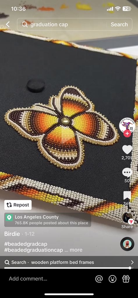 Beaded Graduation Cap Ideas, Indigenous Graduation Cap, Beaded Graduation Cap Native American, Beaded Graduation Cap, Beaded Grad Caps, Beaded Caps Graduation, Native Beaded Graduation Caps, Beaded Baseball Caps Native American, Senior Year Things