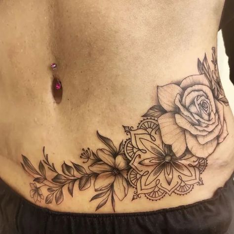 Side Lower Stomach Tattoos, Women Tummy Tattoo, Lower Ab Tattoo, Tattoo On Lower Stomach, Side Of Stomach Tattoo For Women, Lower Tummy Tattoo, Lower Abdomen Tattoo Women, Tummy Tucks Tattoo Cover Up, Lower Belly Tattoos For Women