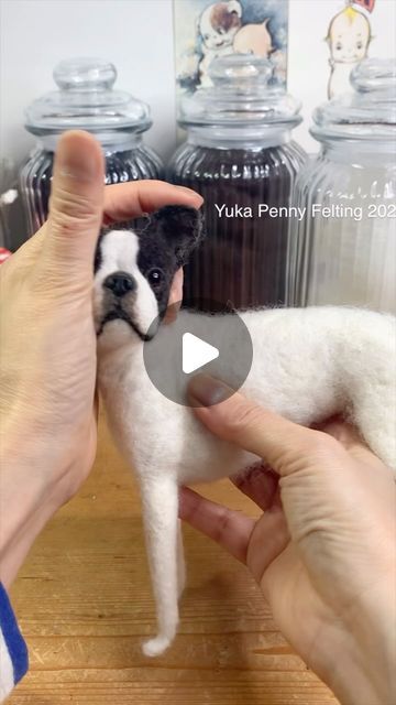 Yuka Penny Felting on Instagram: "Hello! I am hoping to catch up delay and finish making this cute Boston this weekend.  Continuing from the last video, I added more wool to the body and legs before fixing the pose. I bent and stretched the leg wires in various places to ensure that the sculpture could stand on its own before moving on to work on the paws.   #needlefelting  #needlefelteddog #custompet #bostonterrierlove  #羊毛フェルト" Needle Felted Dog Tutorial How To Make, Needle Felting Around Wire, Needle Felted Boxer Dog, Needle Felting With Dog Hair, Needle Felted Pet Portrait, Needle Felted Dog, The Pose, Dog Biting, Needle Felting Tutorials