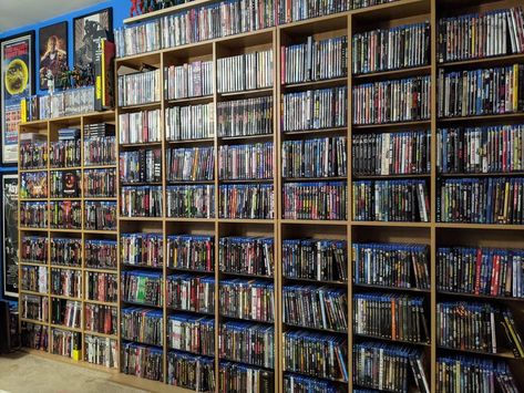 Blu Ray Storage, Sneakerhead Room, Home Library Rooms, Blu Ray Collection, Cartoon Body, Cd Storage, Gamer Room Decor, Dvd Storage, Library Room