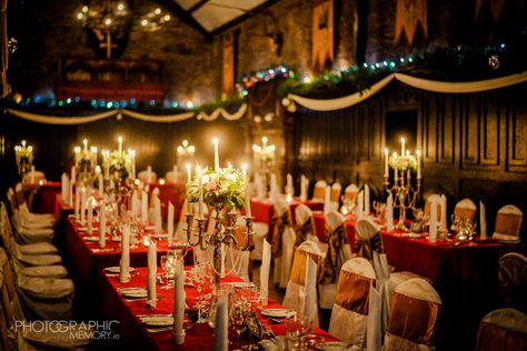 Great Hall of the O' Carrolls at Kinnitty Castle Kinnitty Castle, Great Hall, Castle Hotel, Fairytale Castle, Irish Wedding, Castle Wedding, Wedding Venues, Castle, Table Decorations