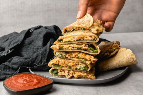 Spinach & Sardine GF Quesadillas — Life Of Pie Life Of Pie, Playing With Food, Roast Chicken Leftovers, Quesadilla Recipe, Pizza Flatbread, Breakfast Board, Cassava Flour, Tortilla Recipe, Quesadilla Recipes