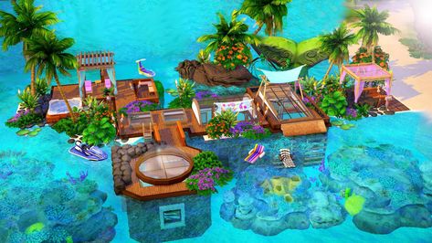 Cottagecore Houses, Cc The Sims 4, The Sims 4 Lots, Underwater House, Sims Inspiration, Sims Builds, Sims 4 House Plans, Sims 4 House Building, Water House