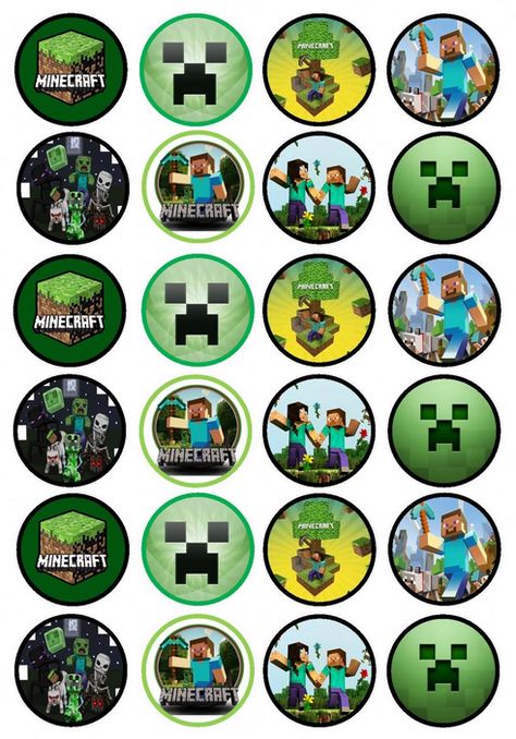 http://www.cianscupcaketoppers.co.uk/minecraft-edible-premium-wafer-paper-cupcake-toppers-1173-p.asp Cupcakes Minecraft, Minecraft Cupcake Toppers, Minecraft Cupcakes, Minecraft Party Decorations, Minecraft Birthday Cake, Easy Minecraft Cake, Minecraft Logo, Minecraft Printables, Minecraft Blocks