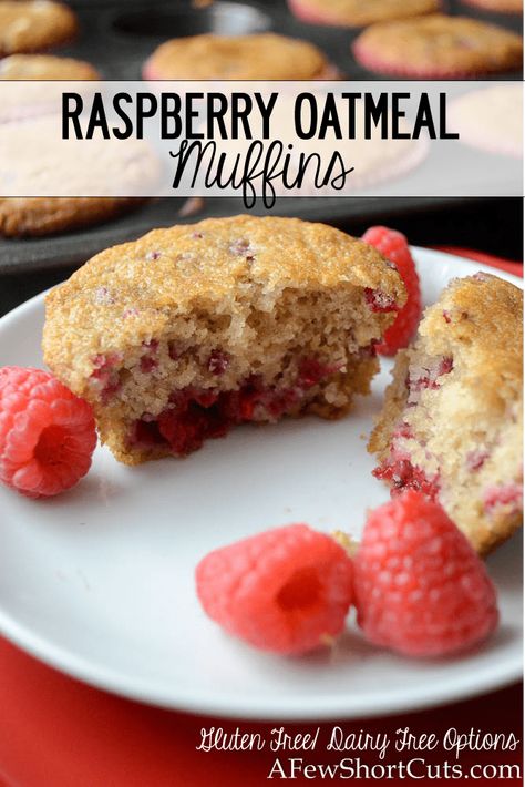 Raspberry Oatmeal Muffins Raspberry Oatmeal Muffins, Muffins For Breakfast, Raspberry Oatmeal, Gluten Free Flour Mix, Oatmeal Muffins, Cinnamon Milk, Red Raspberry, Dairy Free Milk, Cupcake Pan