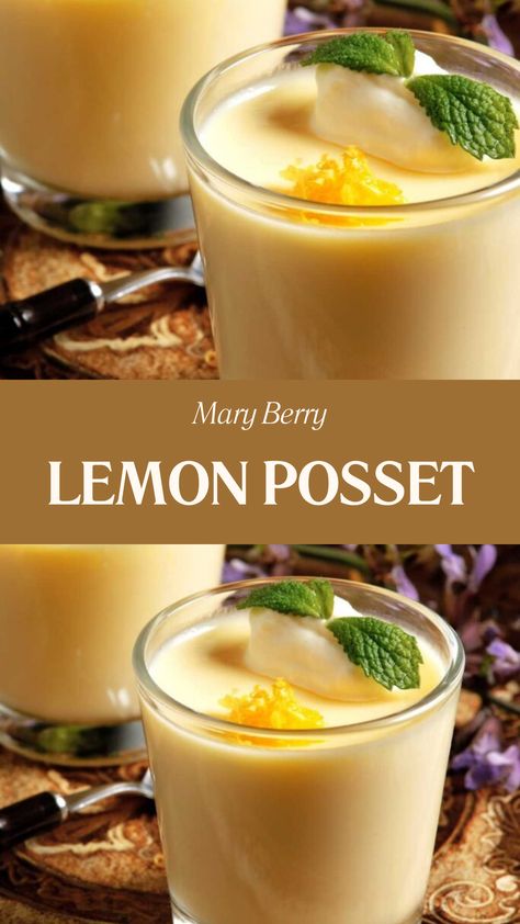 Mary Berry Lemon Posset Lemon Posset Recipe Mary Berry, Mary Berry Recipes, Mary Berry Recipes Baking, Dinner Reciepes, Refreshing Dessert Recipes, Lemon Posset Recipe, Posset Recipe, Lemon Posset, Mary Berry Recipe