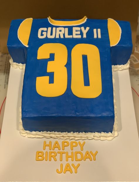 LA Rams jersey cake Rams Cake Ideas, La Rams Cake, Rams Football Cake, Rams Cake, Football Theme Birthday, Jersey Cake, Football Birthday Party, Football Cake, La Rams