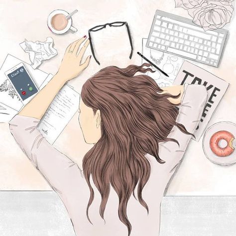 Girl Studying Drawing, Maja Tomljanovic, Studying Drawing, Studying Girl, Girly Drawings, Cartoon Girl Drawing, Illustration Art Girl, Girly Art Illustrations