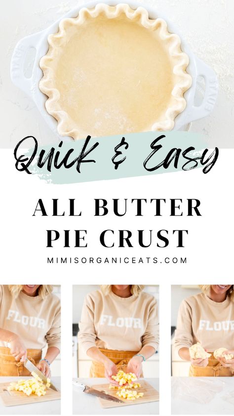 Make the best all butter pie crust with this easy homemade recipe. This flaky dough uses only 3 ingredients and is perfect for any pie. Pin this and get the recipe for a quick, no shortening double crust! Pie Crust Homemade, Butter Pie Crust Recipe, Double Pie Crust Recipe, Butter Pie Crust, Pie Crust From Scratch, All Butter Pie Crust, Homemade Pie Crust Recipe, Buttery Pie Crust, Pie Crust Recipe