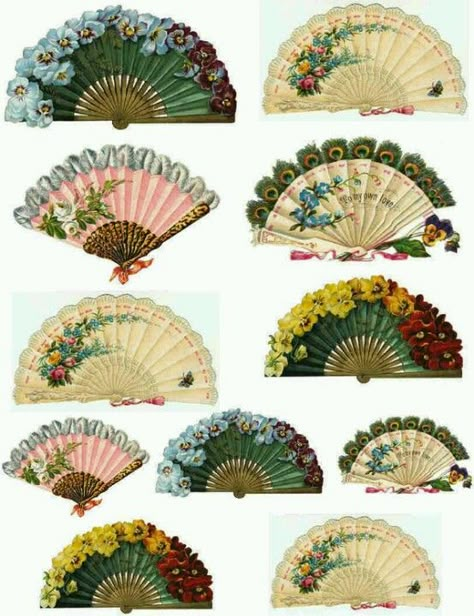 .abanicos Pretty Fans, Antique Fans, Dollhouse Printables, Victorian Scrap, Miniature Printables, Vintage Fans, Hand Fans, Images Vintage, Vintage Printables