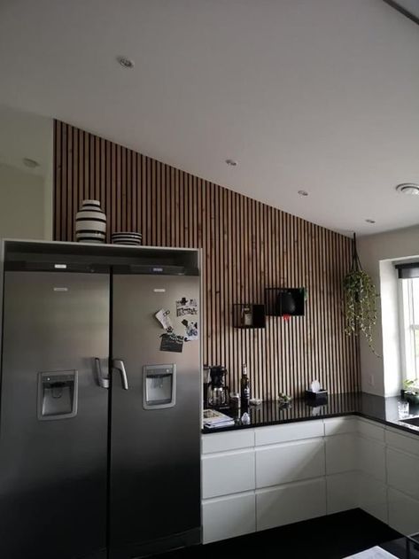 Akupanel Wooden Wall Design, Japandi Decor, Acoustic Design, Kitchen Organisation, Wood Cladding, Wood Interiors, Slat Wall, Acoustic Panels, Wall Treatments