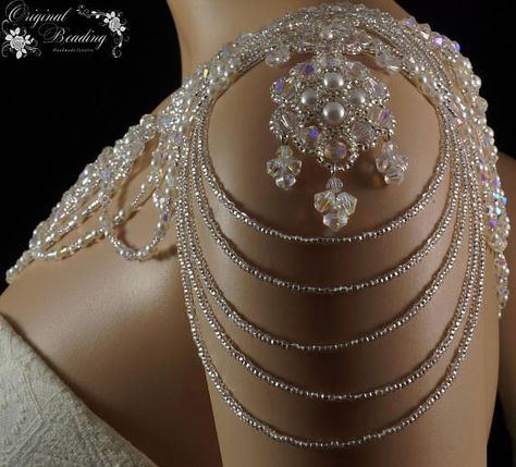 Couture Dior, Celestial Crystal, Shoulder Jewelry, Shoulder Necklace, Vintage Wedding Jewelry, Pearl Jewelry Wedding, Shoulder Chain, Vintage Bridal, Crystal Wedding