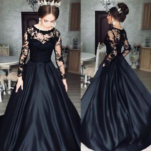 Halloween Wedding Dresses, Black Wedding Dress Gothic, Black Lace Wedding, Black Wedding Gowns, Long Sleeve Bridal Gown, Off Shoulder Wedding Dress, Gothic Wedding Dress, Wedding Dress With Pockets, Dark Wedding