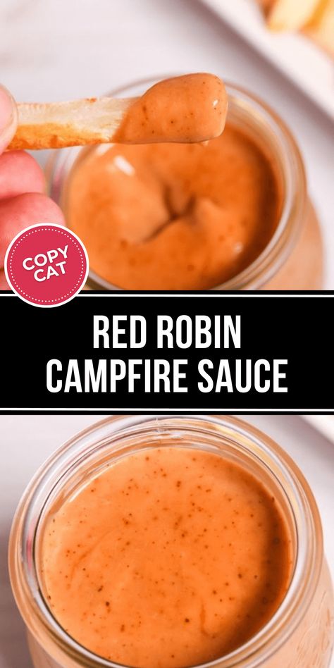 This Red Robin Campfire Sauce is smoky, taking barbeque sauce to the next level. This perfect copycat sauce can be made in just minutes! Campfire Mayo Red Robin, Copycat Red Robin Campfire Sauce, Red Robin Campfire Sauce Recipe, Red Robin Sauce, Fried Pickle Sauce, Red Robin Campfire Sauce, Dip For Fries, Campfire Sauce, Vegan Mayonnaise