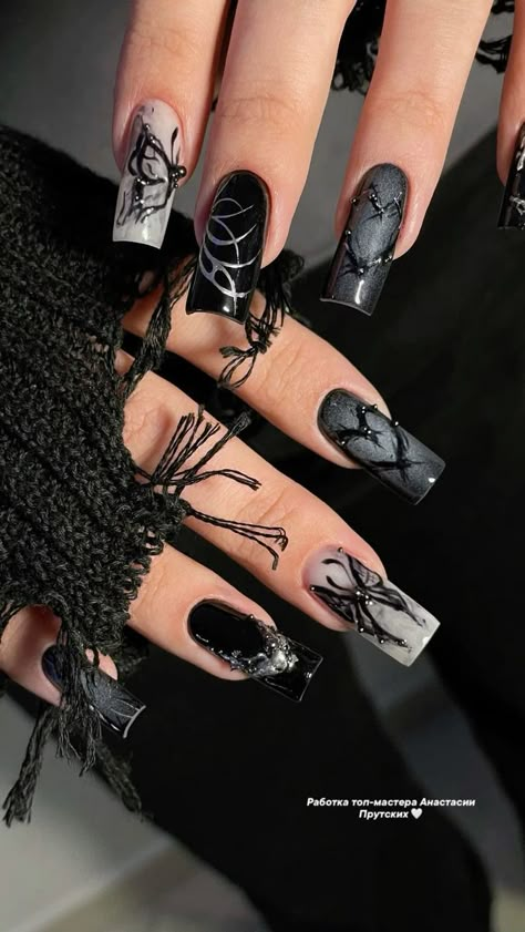 Trends Nails, Punk Nails, Gothic Nails, Grunge Nails, Goth Nails, Pretty Gel Nails, Nails Only, Nails 2024, 2024 Trends