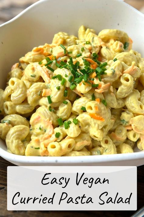 This vegan curried pasta salad recipe is perfect for potlucks, picnics and barbecues. It can be easily customized with the ingredients you have on hand. Plus, it's creamy and delicious! #veganshowoff #plantforward #veganrecipe #govegan Curry Pasta Salad Recipes Cold, Curry Pasta Salad Recipes, Indian Pasta Salad, Curried Pasta Salad, Vegetarian Pasta Salad Recipes, Pasta Salad Asian, Vegan Pasta Salads, Vegan Pasta Salad Recipes, Curried Pasta