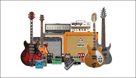 A comprehensive look at the guitars, amps, and effects that defined rock movements from the 1950s to today. Beautiful Guitars, Guitar Effects, The 1950s, Electric Guitar, Music Instruments, Look At, Guitar