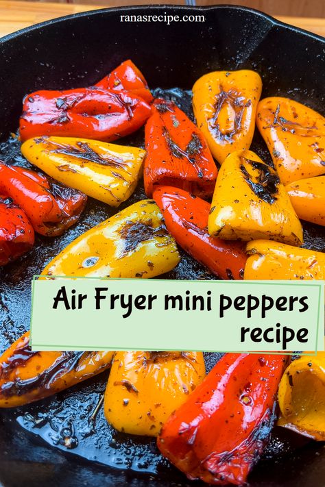 Stuffed Mini Sweet Peppers Air Fryer, Air Fryer Mini Peppers, Air Fried Peppers, Air Fry Peppers, Roasted Mini Sweet Peppers, Air Fryer Peppers, Stuffed Bell Pepers, Roasted Pepper Salsa, Mini Peppers Recipes