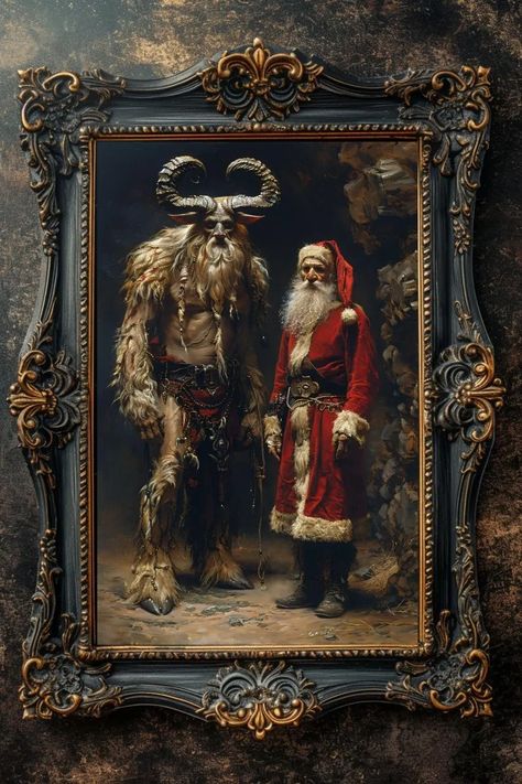 Saint Nicholas Krampus Art Print, Alpine Bavarian Folklore, Santa Winter Yule Christmas, Mythical Pagan Mythology, Holiday Season Gift - Etsy Bavarian Christmas Decorations, Krampus Christmas Decor, Krampus Aesthetic, Krampus Decorations, Christmas Folklore, Yule Art, Bavarian Christmas, Krampus Art, Pagan Mythology