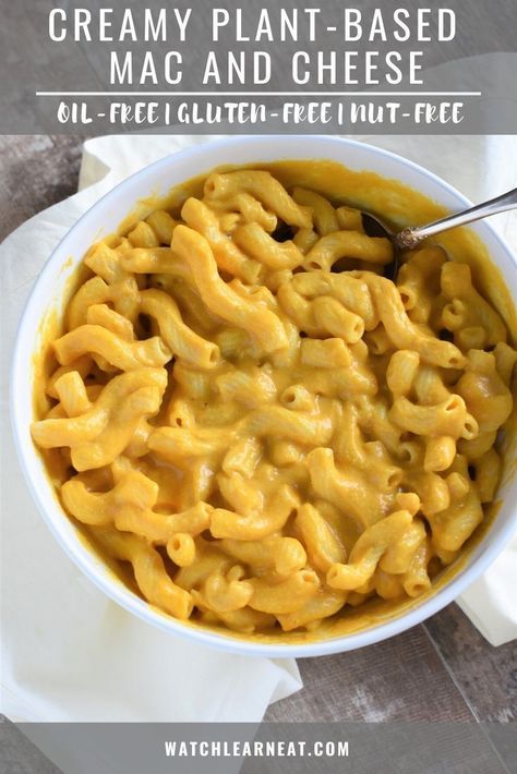 This plant-based mac and cheese combines gluten-free pasta with a vegan cheese sauce made from a base of potatoes, carrots, pumpkin seeds, nutritional yeast and seasonings. It's also oil-free, nut-free and soy-free too. #veganrecipes #plantbased #pasta #veganpasta #vegancheese #glutenfreerecipes #glutenfreedairyfreerecipes #dairyfreerecipes #glutenfreeveganrecipes Nutritional Yeast Cheese Sauce, Plant Based Cheese Sauce, Dairy Free Mac And Cheese, Mac And Cheese Sauce, Healthy Mac N Cheese, Vegan Mac N Cheese, Pumpkin Mac And Cheese, Plant Based Cheese, Vegan Cheese Sauce