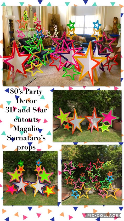 Neon Parade Float Ideas, 80s Theme Parade Float, Star Parade Float Ideas, Parade Float Theme Ideas, 80s Prom Decorations Diy, 80s Homecoming Float, Decades Dance Decorations, 80s Prom Party Decorations Disco Ball, 80s Festival