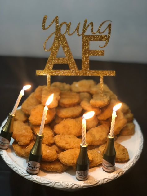 Chicken nugget cake #nuggetcake #lit #cake Chicken Nugget Cake, Birthday Cake Alternatives, 24 Birthday, Heaven Pictures, Fancy Cup, Anime Party, Boy Birthday Party Themes, Funny Birthday Cakes, Chicken Nugget