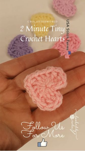 Mini Crochet Hearts Pattern, How To Crochet A Tiny Heart, Small Crocheted Hearts, Crocheted Valentine Hearts, Tiny Crochet Heart Pattern, Easy Crochet Heart Free Pattern Simple, Crocheted Hearts Easy, How To Crochet A Heart Tutorials, Crochet Heart Pattern Tutorial