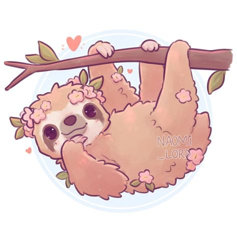 Naomi Lord Art Animals, Cute Sloth Drawing Kawaii, Naomi Lord Animals, Cute Sloth Drawing, Naomi Lord Art, Kawaii Sloth, Naomi Lord, Sloth Drawing, Sloth Cartoon