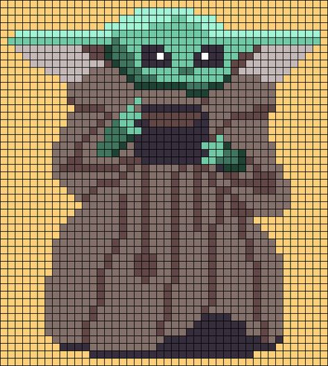 Alpha pattern #81627 | BraceletBook Grogu Cross Stitch Pattern, Star Wars Alpha Pattern, Alpha Patterns Star Wars, Star Wars Graphgan Crochet, Crochet Alpha Pattern Star Wars, Star Wars Pixel Art, Starwars Knitting Chart, Alpha Crochet, Star Wars Blanket