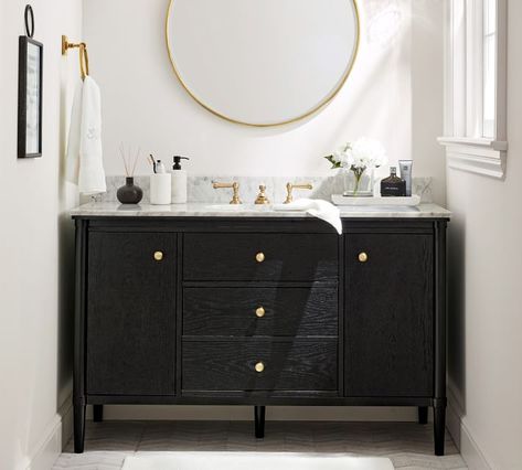 Choosing the Right Bathroom Vanity for Your Home - Plank and Pillow Plain Mirror, Chrome Brass, Single Wide, Single Sink Vanity, Double Sink Vanity, Marble Surface, Sink Vanity, Single Sink, Round Mirror