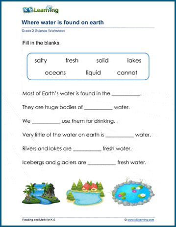 Science Grade 2 Worksheets, Grade 2 Science Worksheets, Water Worksheet, 1st Grade English, Water Lessons, Household Budget Template, Properties Of Water, Plants Worksheets, Grade 2 Science