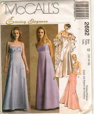 McCalls 2692 - fitted empire waist dresses. Prom Dress Pattern, Empire Waist Dress Pattern, Evening Gown Dresses, Sleeveless Long Dress, Empire Dress, Dress Sewing Pattern, Dress Sewing Patterns, Evening Gowns Formal, Dress C