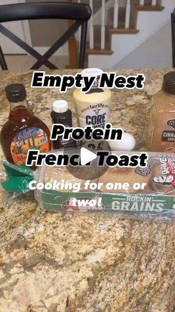 Stephanie Buchanan•empty nest fitness coach on Instagram: "LIKE SAVE and FOLLOW! Want a smaller serving and a healthier French toast? Try this Protein French toast! Can be for one or two! You will need: Small loaf pan sprayed with olive oil spray One Dave’s killer English muffin One egg 1/4 cup premade vanilla protein shake 1 tsp vanilla Generous dash of cinnamon Cut up muffin and place in sprayed pan. Mix other ingredients and pour over muffin. Let sit for 5 minutes. Bake on 400 for 20 minutes or until done. After baked Top with: 1 T Pecans 1-2T maple syrup Double recipe if making for 2! Macros: Calories -345 Fat- 11 g Protein- 19 g Carbs- 44g Fiber- 3g #emptynestermeals #mealsunder30minutes #quickmeals #quickdinners #weeknightmeals #cookingfortwo #mealguide #freem Macro Friendly French Toast Casserole, High Protein English Muffin Breakfast, High Protein Brunch, Protein French Toast Casserole, Low Calorie French Toast, Healthier French Toast, English Muffin Breakfast Casserole, High Protein French Toast, English Muffin French Toast