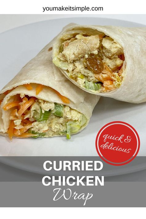 Curry Chicken Wrap, Chicken Salad Wrap Recipe, Curried Chicken Salad, Salad Wrap, Chicken Salad Wrap, Curried Chicken, Chicken Wrap Recipes, Wrap Recipe, Chicken Wrap