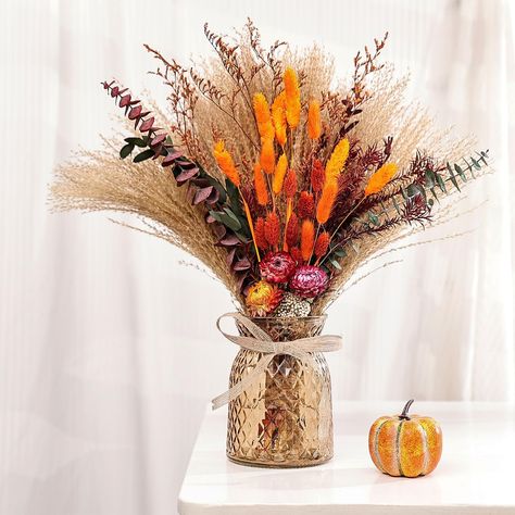 Fall Jars Decorations, Fall Decor For Home, Fall Entry Table Decor, Christmas Centre Pieces, Preserved Flowers Bouquet, Fall Jars, Fall Decorations For Home, Rustic Arrangements, Table Centerpieces For Home