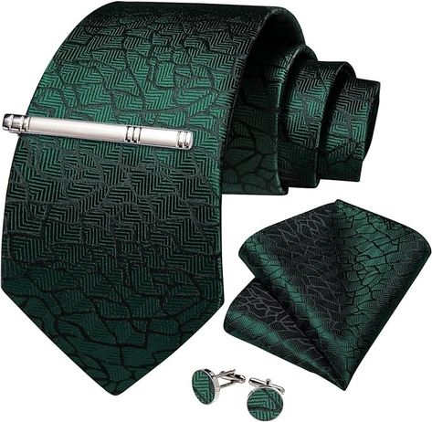 Amazon.com: DiBanGu Sage Green Tie for Men Silk Necktie Pocket Square Cufflinks Tie Clip Set Wedding Business : Clothing, Shoes & Jewelry Rose Gold Tie, Royal Blue Tie, Sage Green Tie, Black Necktie, Pocket Square Size, Formal Tie, Luxury Green, Necktie Set, Silver Tie