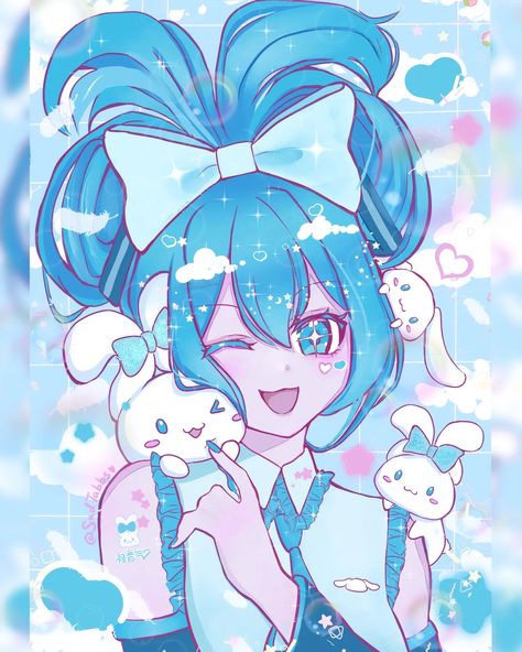 Hatsune miku × cinnamoroll 🤍💙 Freshly drawn and will be made into photocards, "special" A5 prints and A4! It will be brought to @konbini_sg and @doujinfes_heartlands👌🫶 #hatsunemiku #miku #cinnamoroll #sanrio #vocaloid #fanart #projectsekai #digitalartist #digitalart #photocard #harajukufashion All Hello Kitty Characters, Cinnamoroll Art, Hatsune Miku Cinnamoroll, Miku Cinnamoroll, Miku Hatsune Kawaii, Vocaloid Fanart, Cinnamoroll Sanrio, Hello Kitty Characters, Miku Hatsune