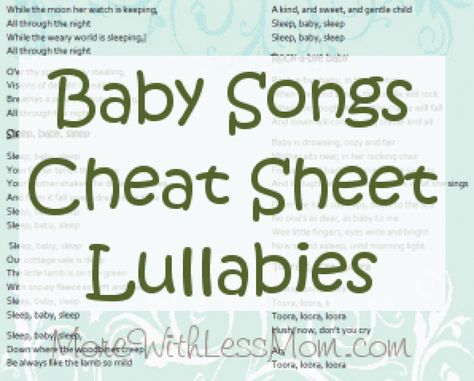 Download Lullabies Baby Songs Cheat Sheet Printable PDF Lullaby Songs, Baby Lyrics, 9 Songs, Baby Songs, Preparing For Baby, Baby Footprints, Songs To Sing, Blues Rock, Cheat Sheet