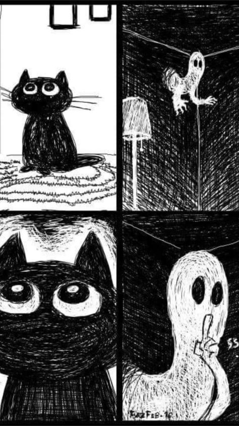 Cat & Ghost A Ghost, 그림 그리기, Crazy Cats, Dark Art, Fall Halloween, Cat Art, Animal Art, Art Inspo, Beautiful Art