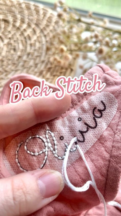 ✨Back Stitch✨ Slowed down tutorial on how to use back stitch to embroider names on clothing.🪡 I’m using 6 strands of thread here and… | Instagram Embroidery Names On Clothes, Slow Stitching Tutorial, How To Embroider Letters, Embroider Names, Satin Blanket, Diy Embroidery Kit, Name Embroidery, Handmade Embroidery Designs, Baby Embroidery